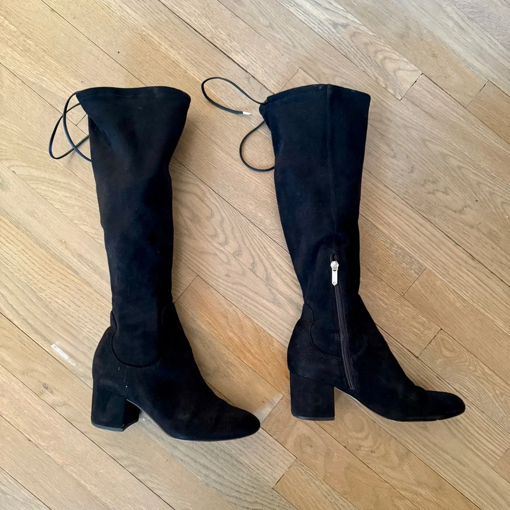 Sam Edelman Women's Vinney Boot Size 7 Block Heel Tall Black Stretch
